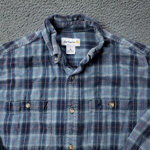 VINTAGE Carhartt Plaid Cotton Button Shirt Multicolor Mens M Medium Long Sleeve